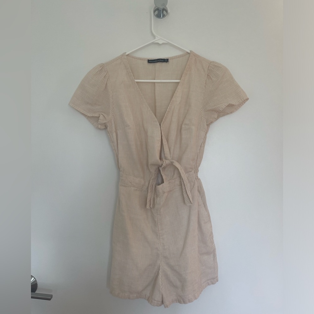 Tan and White Abercrombie Romper